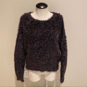 Wild Fable Black Rainbow Metallic Tinsel Sweater